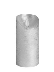 Hill Interiors Flickering Flame LED Wax Candle (Silver) (3 x 8in)