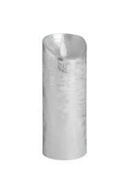 Hill Interiors Flickering Flame LED Wax Candle (Silver) (3 x 8in)