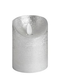 Hill Interiors Flickering Flame LED Wax Candle (Silver) (3 x 8in) - Silver