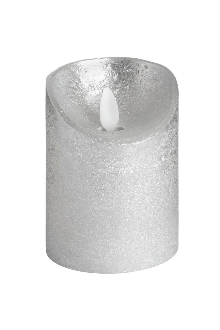 Hill Interiors Flickering Flame LED Wax Candle (Silver) (3 x 8in) - Silver