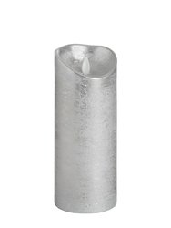 Hill Interiors Flickering Flame LED Wax Candle (Silver) (3.5 x 9in)