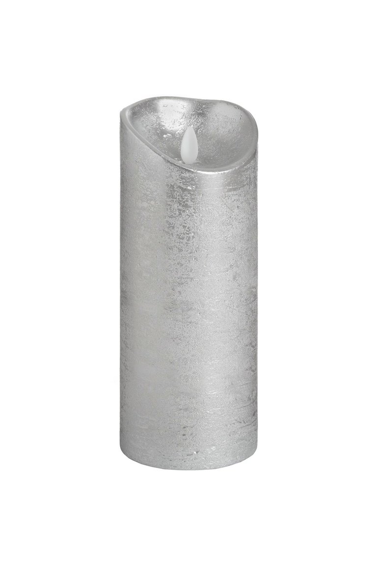 Hill Interiors Flickering Flame LED Wax Candle (Silver) (3.5 x 9in)