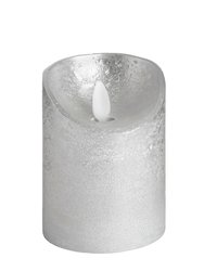 Hill Interiors Flickering Flame LED Wax Candle (Silver) (3.5 x 9in) - Silver