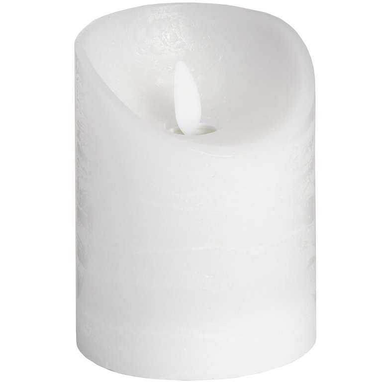Hill Interiors Flickering Flame LED Wax Candle (White) (3 x 8in) - White