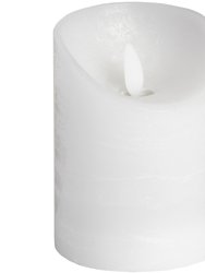 Hill Interiors Flickering Flame LED Wax Candle (White) (3.5 x 9in) - White