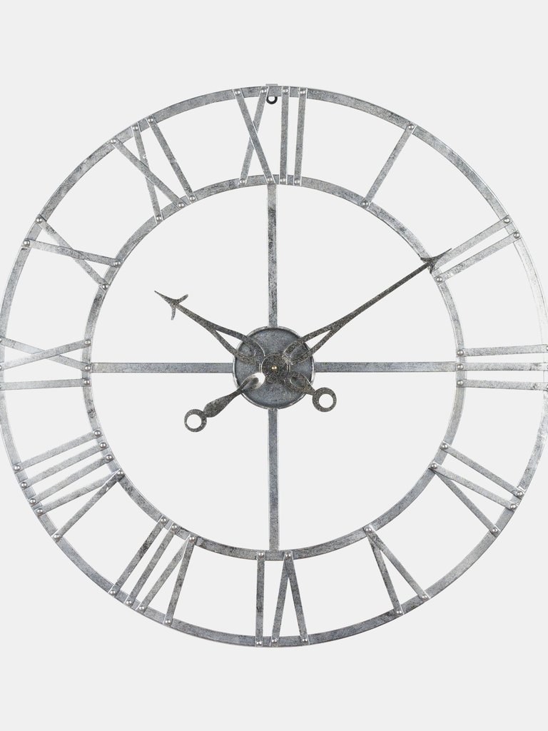 Hill Interiors Foil Skeleton Wall Clock (Silver) (Small)