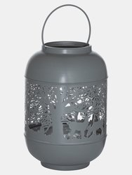Hill Interiors Glowray Forest Christmas Candle Lantern (Gray/Silver) (40cm x 25cm x 25cm) - Gray/Silver
