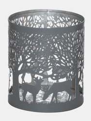 Hill Interiors Glowray Stag In Forest Candle Lantern (Gray/Silver) (10cm x 9cm x 9cm) - Gray/Silver