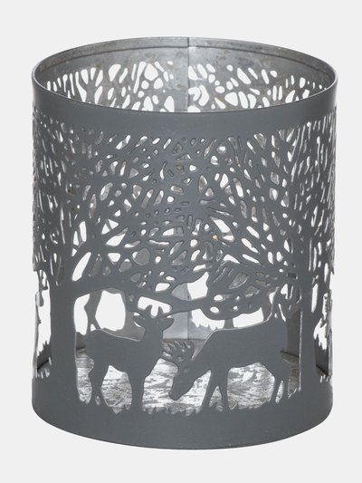 Hill Interiors Hill Interiors Glowray Stag In Forest Candle Lantern (Gray/Silver) (10cm x 9cm x 9cm) product