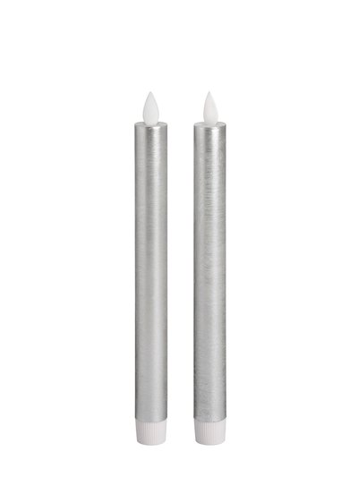 Hill Interiors Hill Interiors Pair Of Silver Luxe Flickering Flame LED Wax Dinner Candles (Silver) (One Size) product