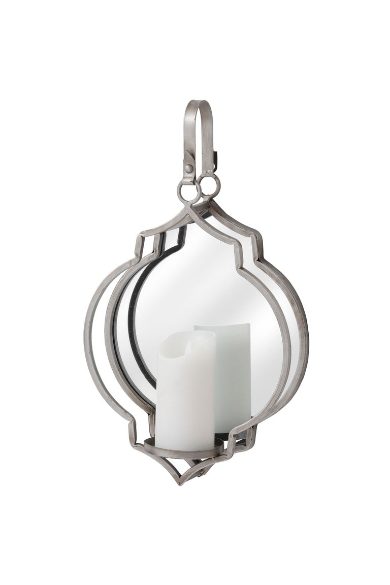 Hill Interiors Quarterfoil Design Mirror Candle Wallhanger (Silver) (One Size) - Silver
