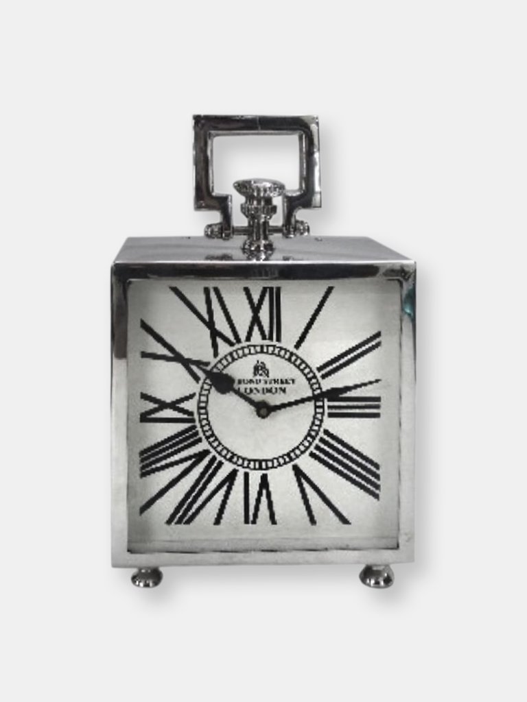 Hill Interiors Square Nickel Table Clock (Silver) (One Size) - Silver