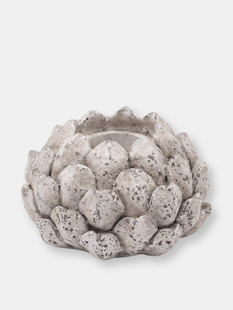 Hill Interiors Stone Effect Acorn Candle Holder (Stone) (10cm x 14cm) - Stone