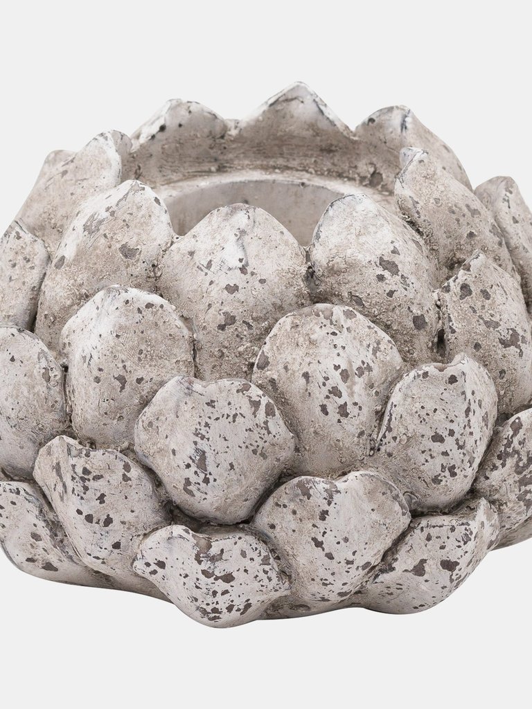 Hill Interiors Stone Effect Acorn Candle Holder (Stone) (12cm x 18cm) - Stone