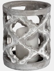 Hill Interiors Stone Effect Patterned Candle Holder (Gray) (One Size) - Gray