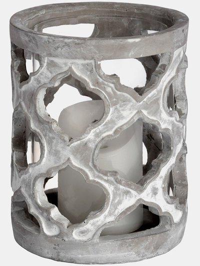 Hill Interiors Hill Interiors Stone Effect Patterned Candle Holder (Gray) (One Size) product