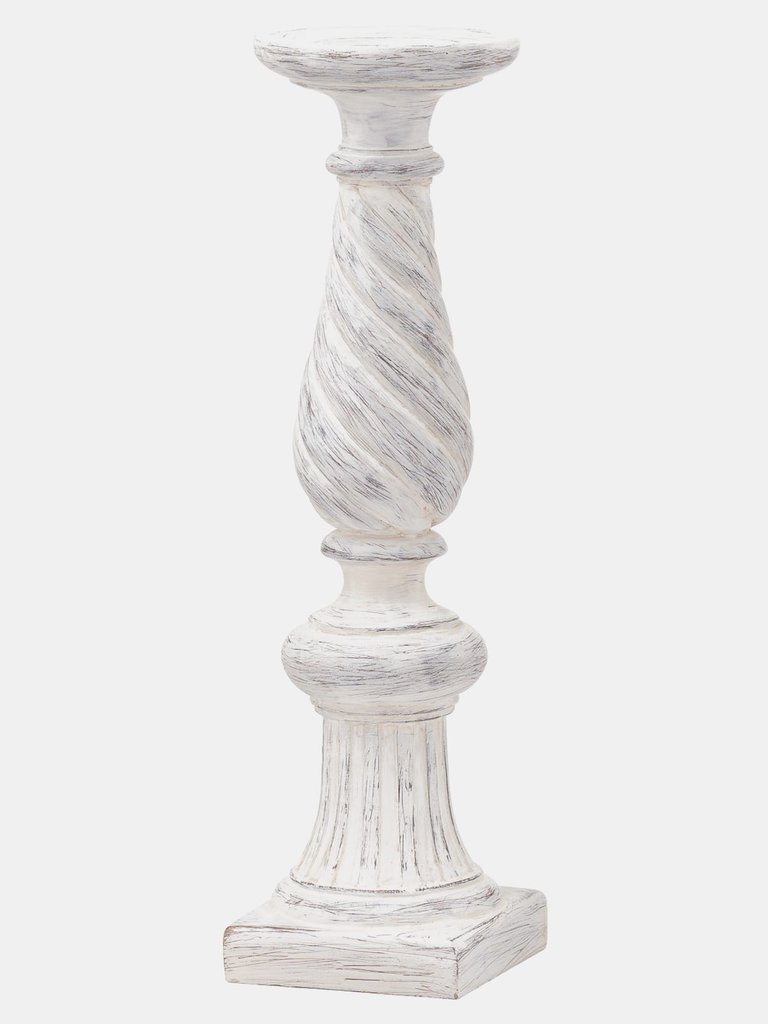 Hill Interiors Twisted Candle Stick (White) (40cm x 14cm x 14cm) - White