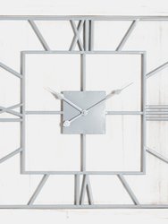 Hill Interiors Williston Square Wall Clock (90cm x 5cm x 90cm) - White/Silver