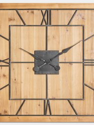 Hill Interiors Williston Square Wall Clock (Brown/Black) (60cm x 5cm x 60cm)