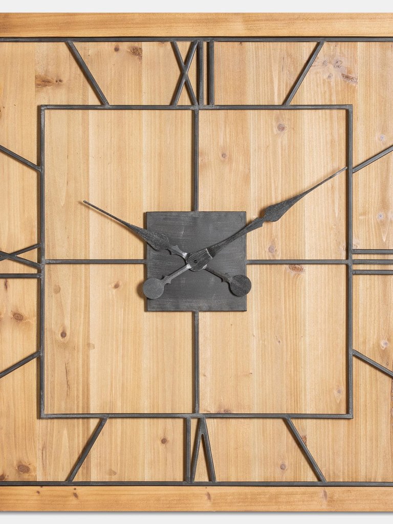 Hill Interiors Williston Square Wall Clock (Brown/Black) (60cm x 5cm x 60cm)