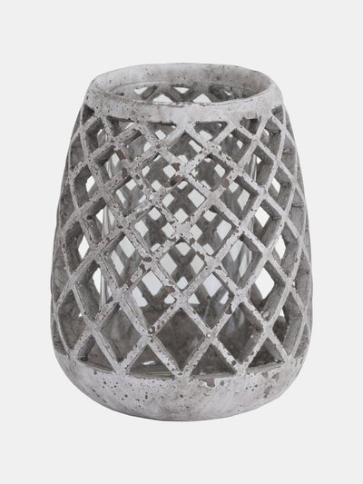 Hill Interiors Large Conical Ceramic Lattice Hurricane Lantern product