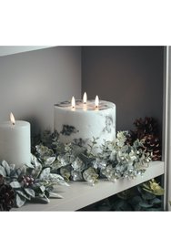 Luxe Collection Marble Effect 3 Wick Electric Candle - White/Black - 15cm x 15cm x 15cm