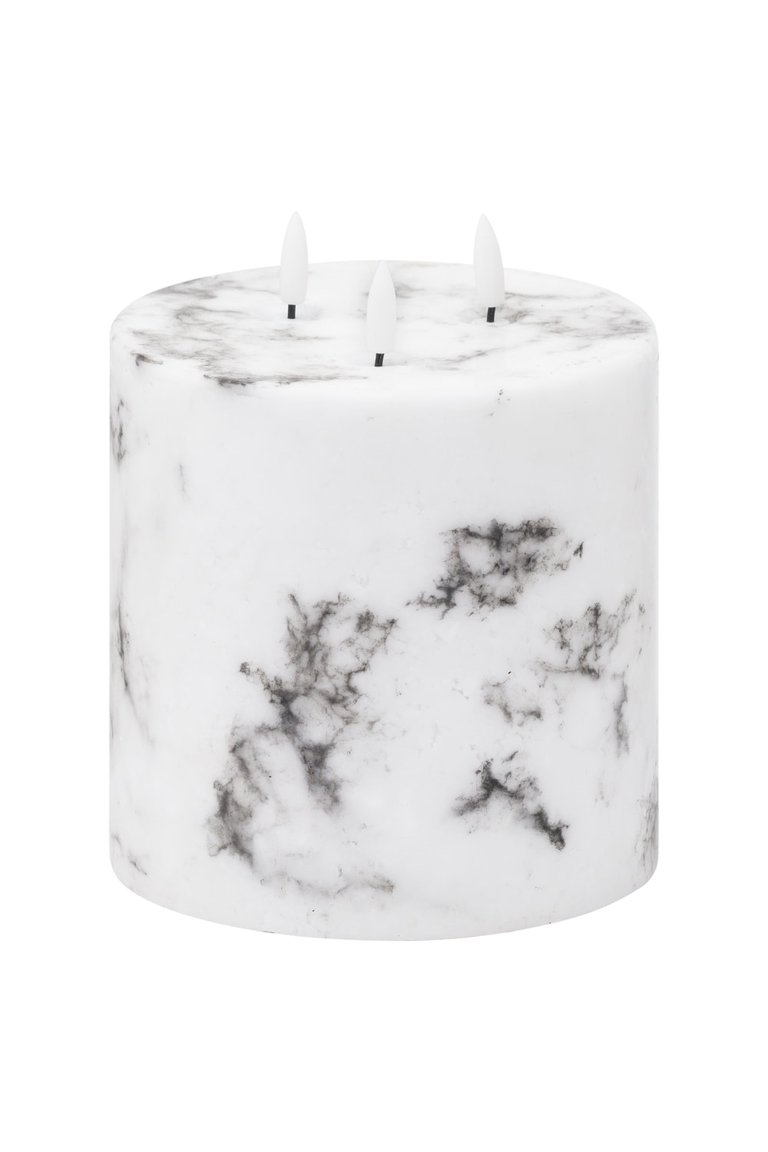 Luxe Collection Marble Effect 3 Wick Electric Candle - White/Black - 15cm x 15cm x 15cm