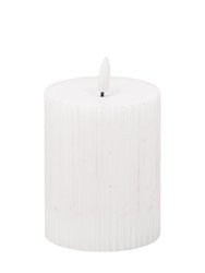 Luxe Collection Ribbed Natural Glow Electric Candle - White - 20 cm x 7 cm x 7 cm