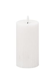 Luxe Collection Ribbed Natural Glow Electric Candle - White - 20 cm x 7 cm x 7 cm - White