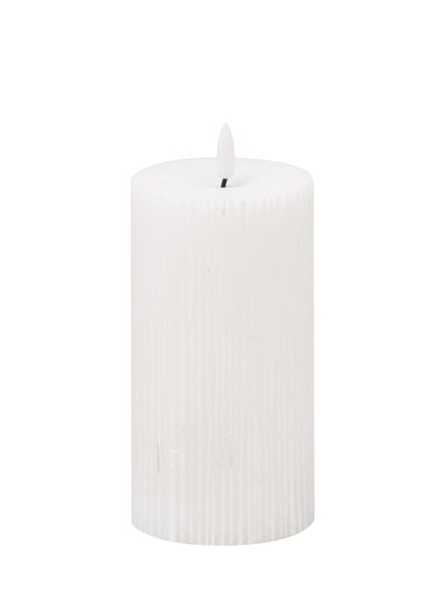 Hill Interiors Luxe Collection Ribbed Natural Glow Electric Candle - White - 20 cm x 7 cm x 7 cm product