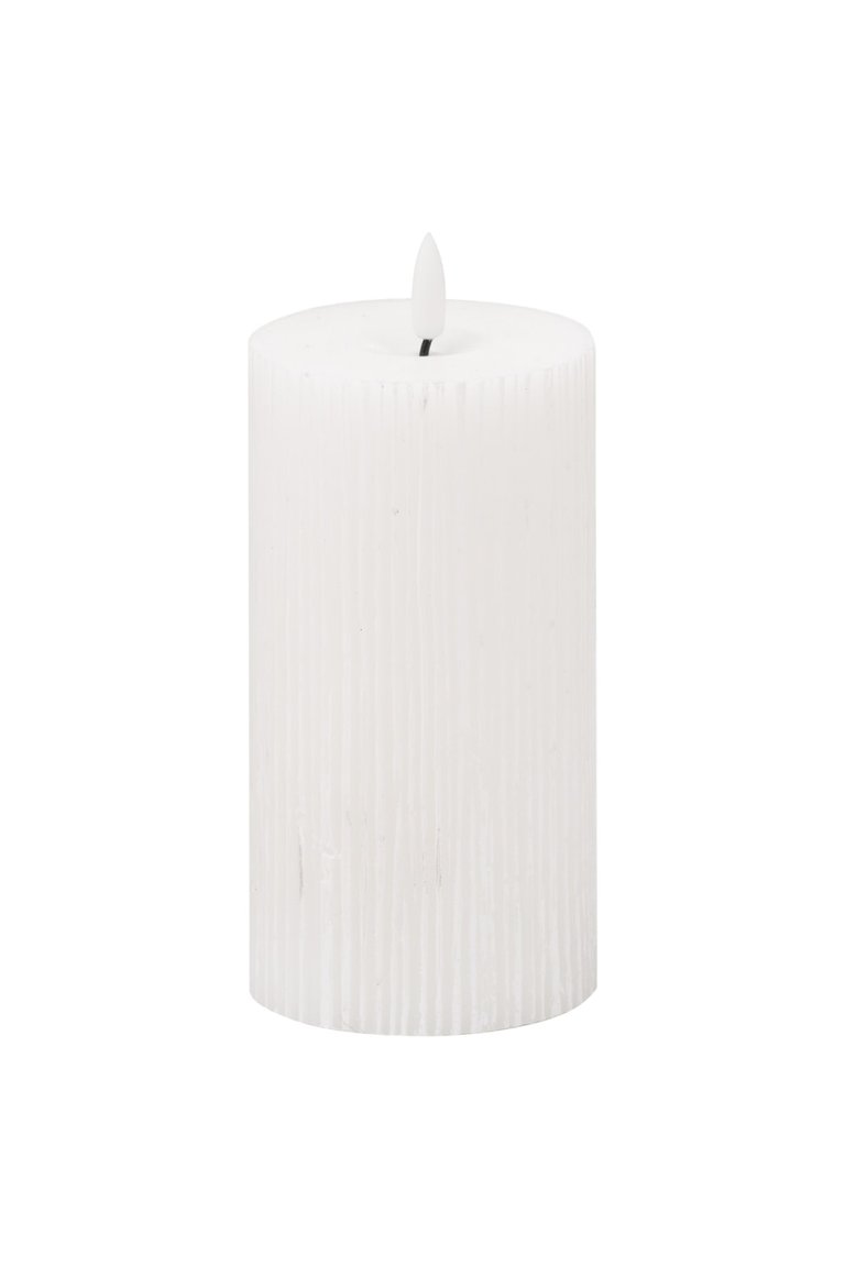 Luxe Collection Ribbed Natural Glow Electric Candle - White - 20 cm x 7 cm x 7 cm - White