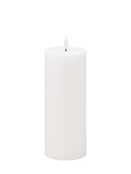 Luxe Collection Ribbed Natural Glow Electric Candle - White - 20 cm x 7 cm x 7 cm