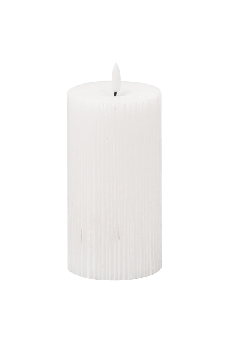 Luxe Collection Ribbed Natural Glow Electric Candle - White - 23cm x 9cm x 9cm - White