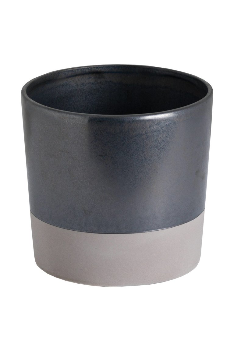 Metallic Ceramic Planter - L - Gray