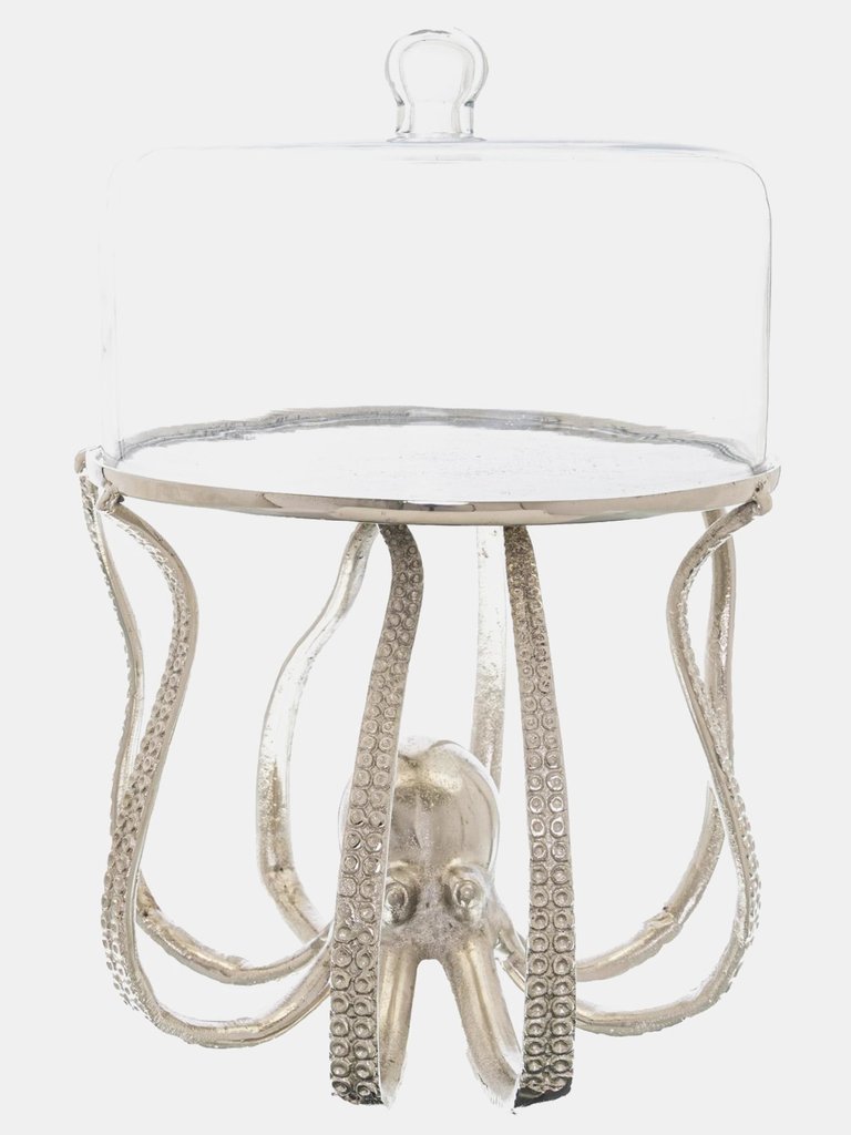Octopus Cake Stand Cloche - 30cm x 38cm x 38cm - Silver