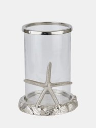 Silver Starfish Candle Lantern - 33cm x 26cm x 26cm - Silver