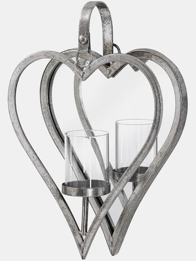 Hill Interiors Small Antique Silver Mirrored Heart Candle Holder - One Size product
