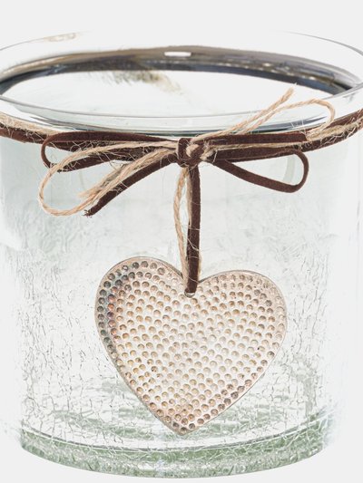 Hill Interiors Smoked Midnight Heart Charm Candle Holder - Smoke/Transparent - 10 cm x 11 cm x 11 cm product
