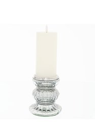 Smoked Midnight Ribbed Candle Holder - 25cm x 17cm x 17cm