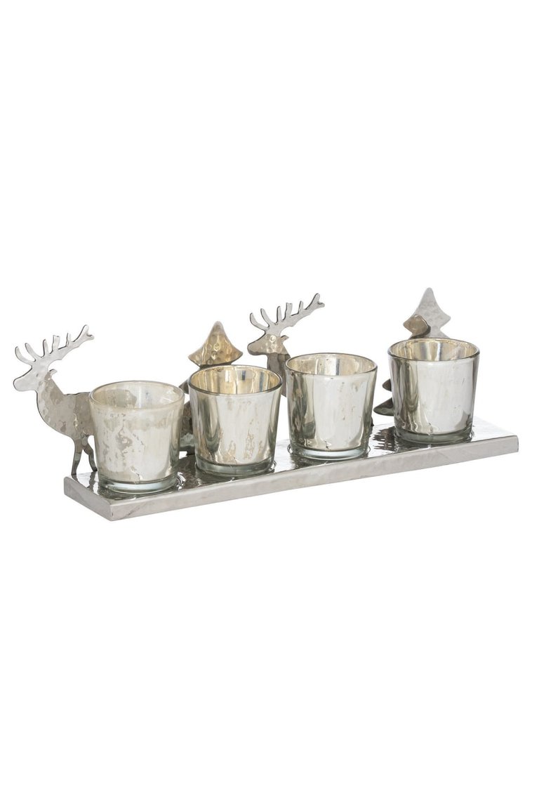 The Noel Collection 4 Christmas Tea Light Holder - Silver