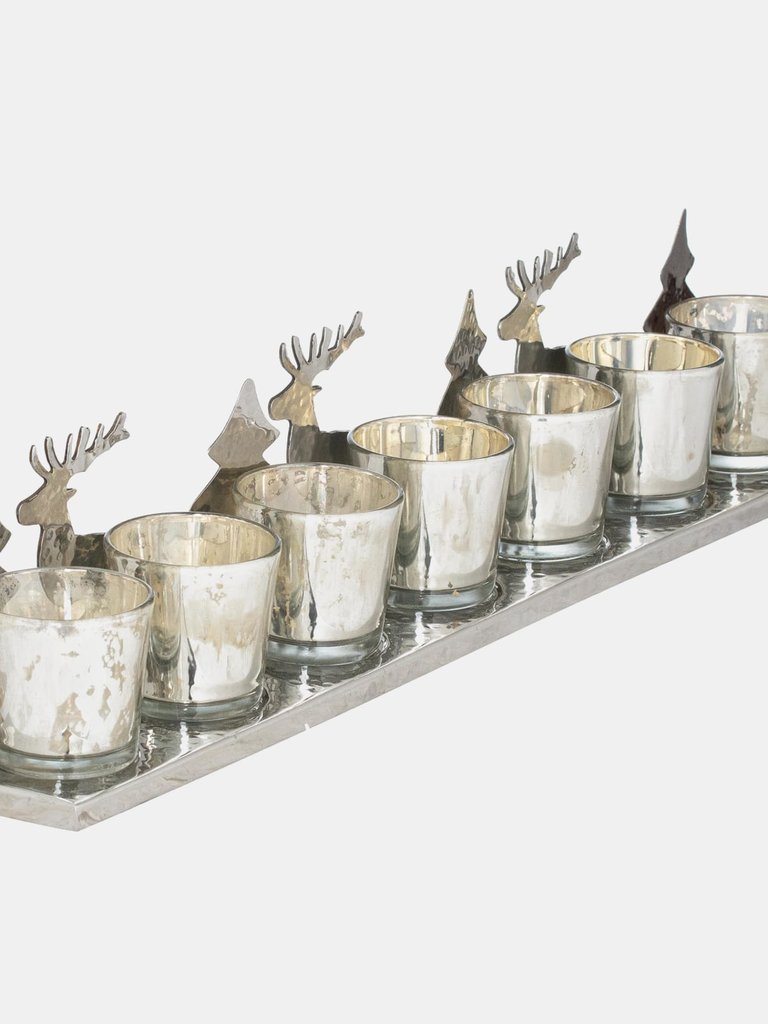 The Noel Collection 7 Christmas Tea Light Holder - Silver