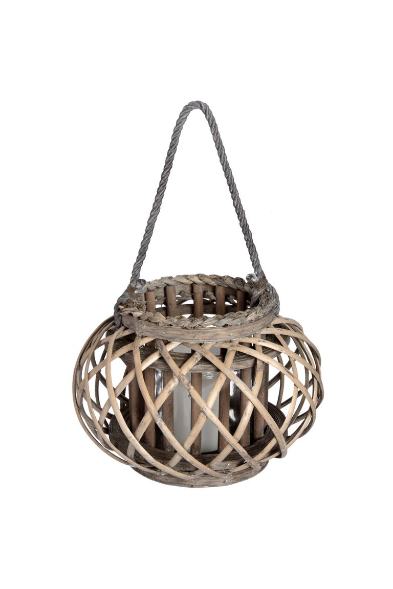 Wicker Basket Lantern - Brown - Brown