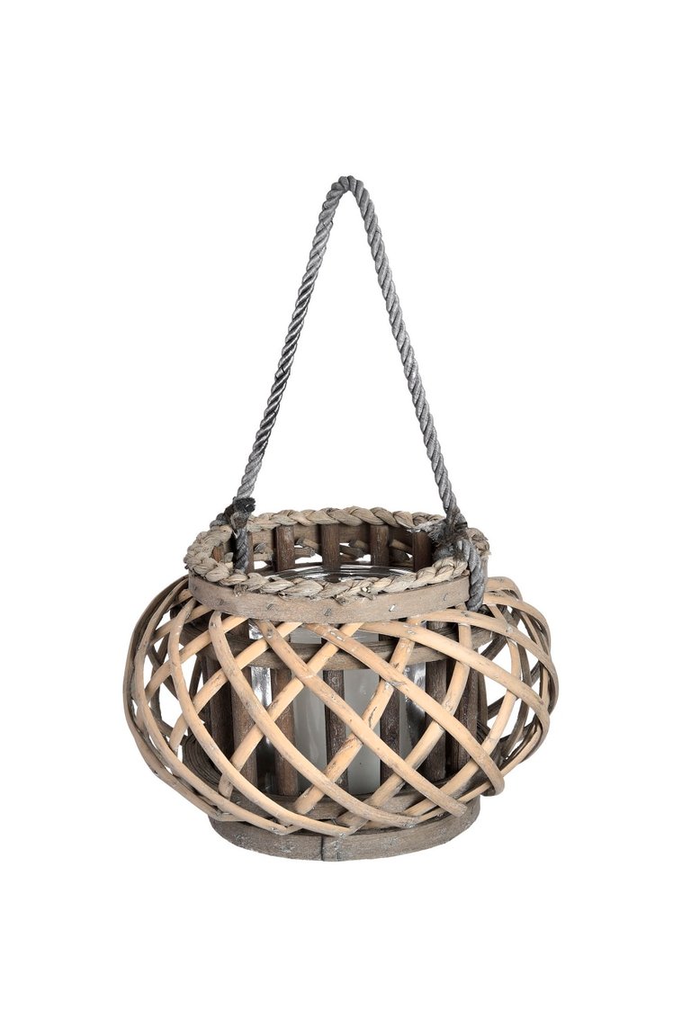 Wicker Basket Lantern - Brown