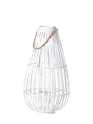 Wicker Domed Candle Lantern - White - White