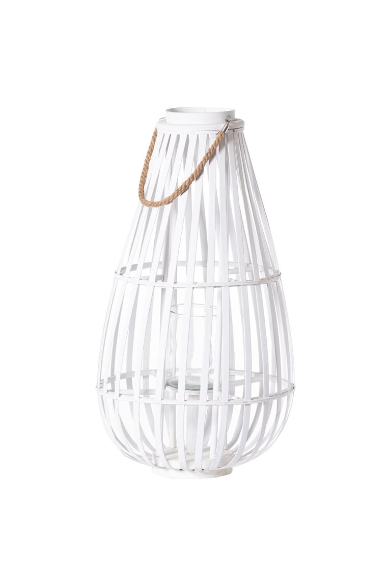 Wicker Domed Candle Lantern - White - White