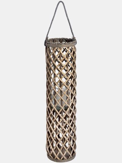 Hill Interiors Wicker Lantern With Glass Hurricane (Brown) (H23.6 x W6.7 x D6.7in) product