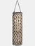 Wicker Lantern With Glass Hurricane - Brown