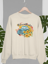 Believe In Miracles Sunflower Sweatshirt - Natural