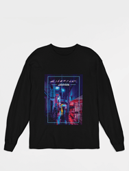 Cyberpunk Japan Long Sleeve T Shirt - Black