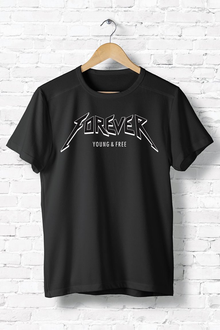 Forever Young & Free T-Shirt - Black